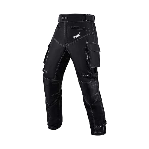 HWK Motorcycle Pants for Men and Women with Water Resistant Cordura Textile Fabric for Enduro Motocross Motorbike Riding & Impact Armor, Dual Sport Motorcycle Pants with 34"-36" Waist, 34" Inseam